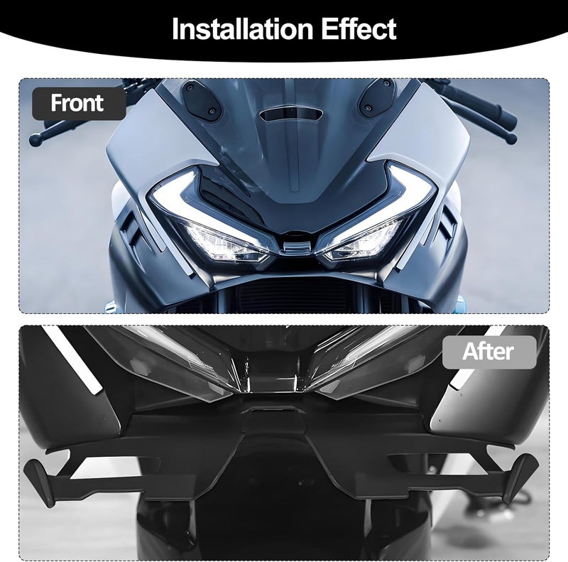 XIDAODIT For CFMOTO 675SR 675SRR 675 SR 675SR-R 675SS 2024 2025 Motorcycle Front Fairing Winglet Aerodynamic Spoiler Beak Nose Cone Extension Fixed Wing Kit (Black) - Image 3